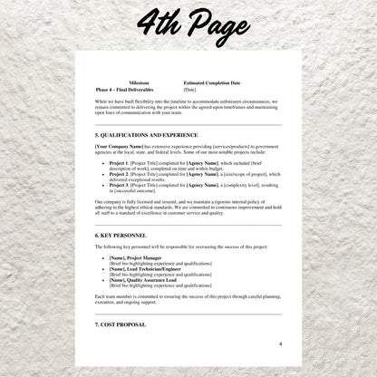 Government Contract Proposal Template Editable Government Proposal Form Printable Government Proposal Agreement Government Contract Form