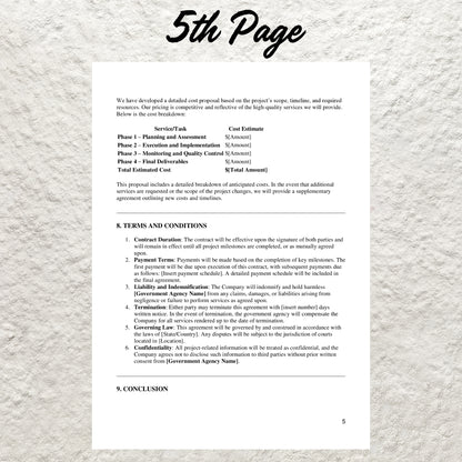 Government Contract Proposal Template Editable Government Proposal Form Printable Government Proposal Agreement Government Contract Form