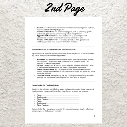 HIPAA Consent Form Template Editable HIPAA Compliance Patient Consent Form Printable Medical Consent New Patient Form Medical Office Form