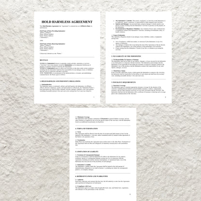 Hold Harmless Agreement Template Editable Hold Harmless Indemnity Contract Printable Release of Liability Protection Agreement Waiver Form