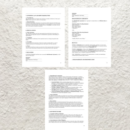 Hold Harmless Agreement Template Editable Hold Harmless Indemnity Contract Printable Release of Liability Protection Agreement Waiver Form