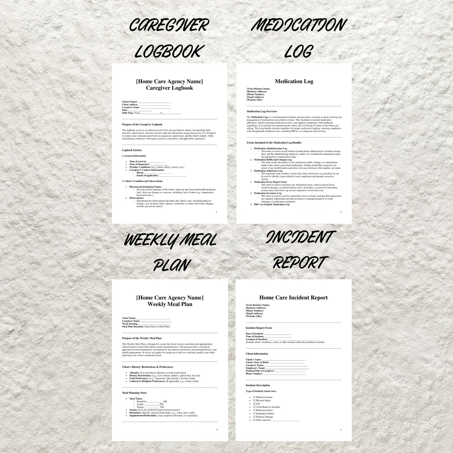 Home Care Business Templates Bundle Editable Professional Home Care Agency Forms Printable Home Care Intake Form Caregiving Business Forms