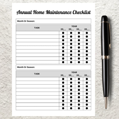 Home Maintenance Checklist Printable Editable Annual Home Maintenance Checklist Household Cleaning Schedule Chore List Management