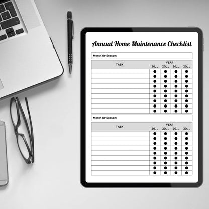 Home Maintenance Checklist Printable Editable Annual Home Maintenance Checklist Household Cleaning Schedule Chore List Management