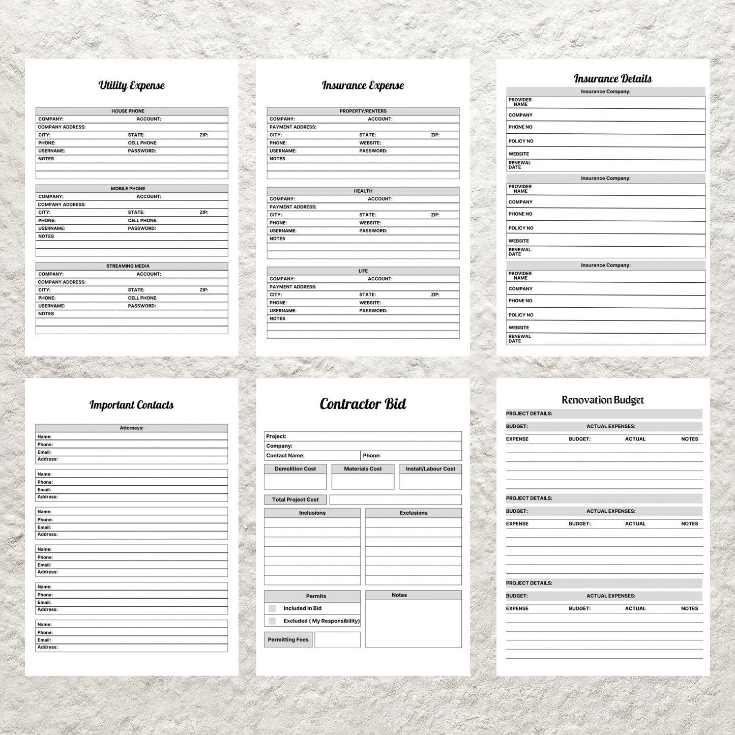 Home Renovation Planner Printable Home Improvement DIY Project Planner Editable House Renovation Checklist Interior Design Renovation Budget