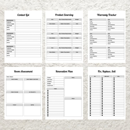 Home Renovation Planner Printable Home Improvement DIY Project Planner Editable House Renovation Checklist Interior Design Renovation Budget