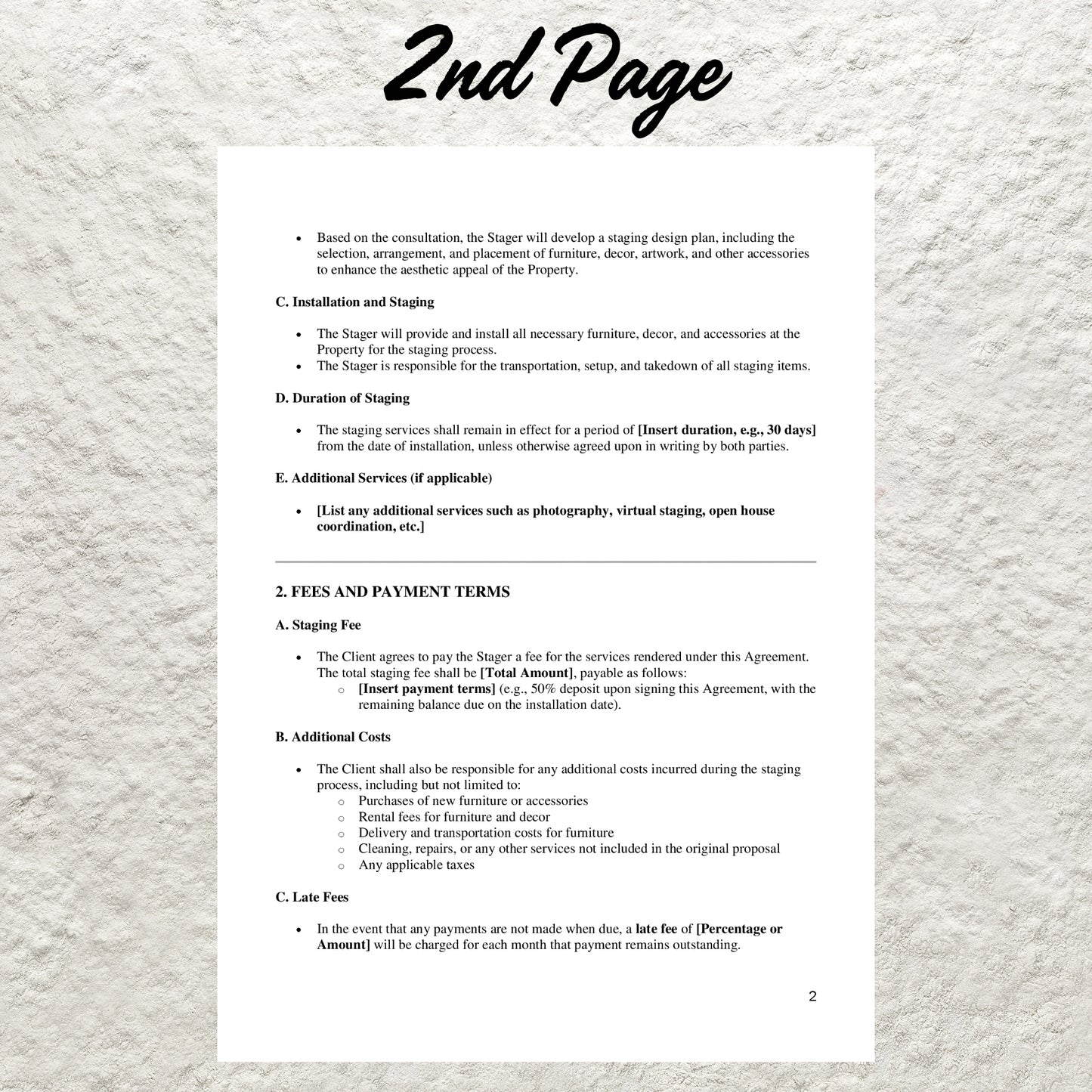 Home Staging Agreement Template Editable Home Staging Contract Printable Home Staging Service Agreement Property Staging Contract Form