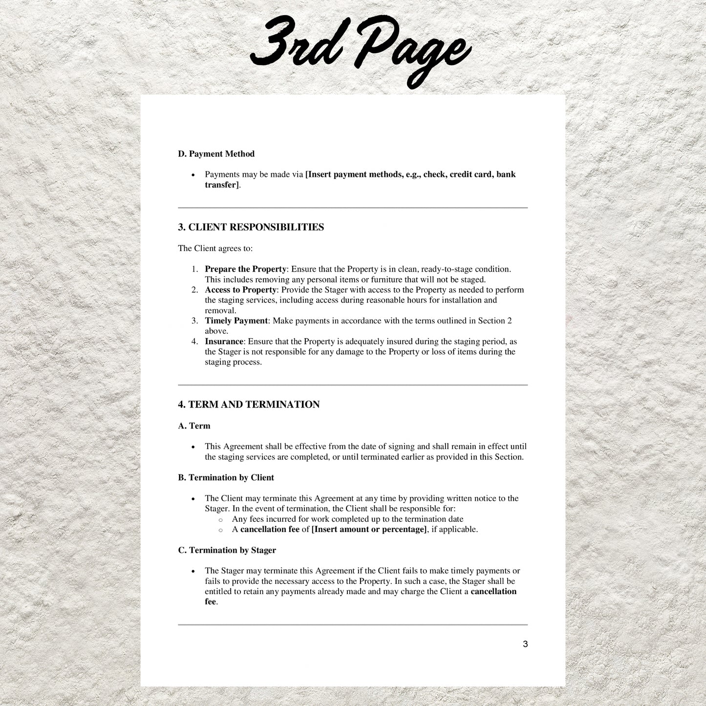 Home Staging Agreement Template Editable Home Staging Contract Printable Home Staging Service Agreement Property Staging Contract Form