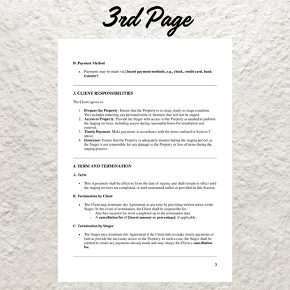 Home Staging Agreement Template Editable Home Staging Contract Printable Home Staging Service Agreement Property Staging Contract Form