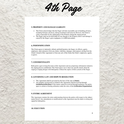 Home Staging Agreement Template Editable Home Staging Contract Printable Home Staging Service Agreement Property Staging Contract Form