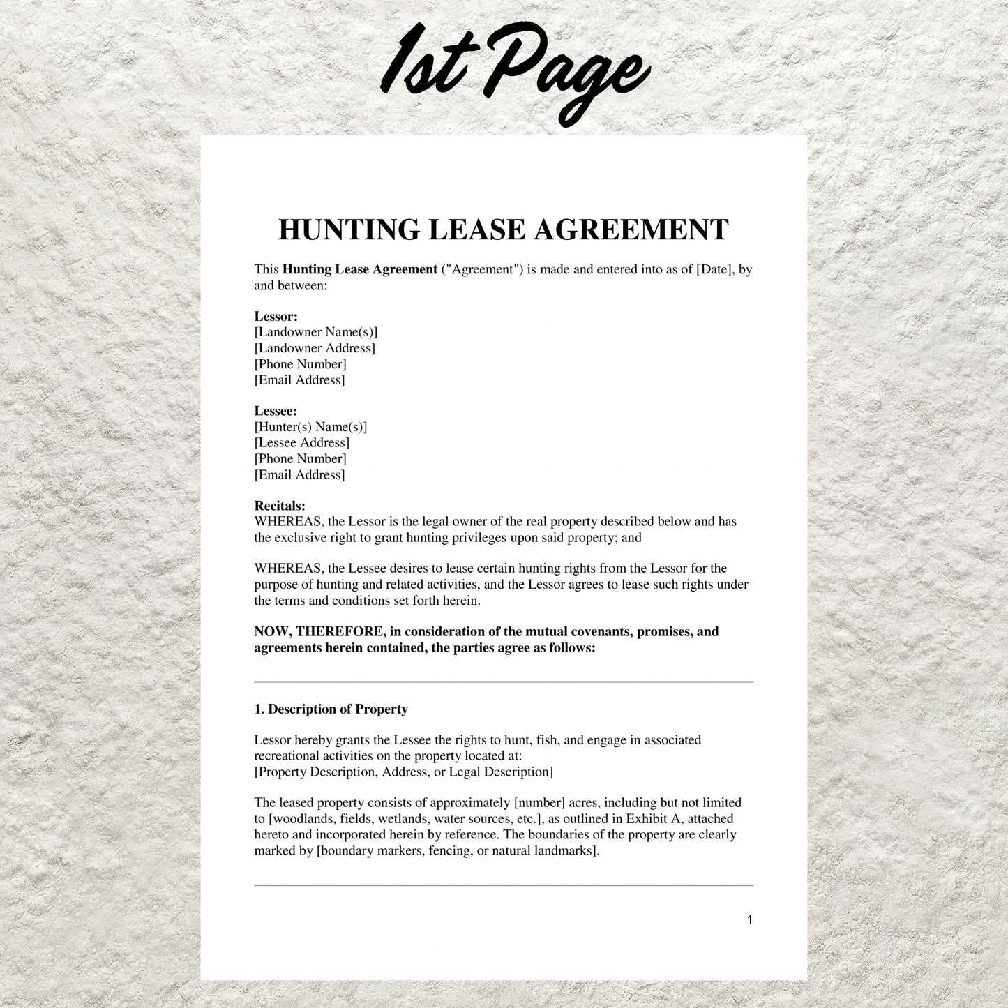 Hunting Lease Agreement Template Editable Hunting Land Lease Agreement Printable Hunting Contract for Hunters and Land Owners Hunting Lease