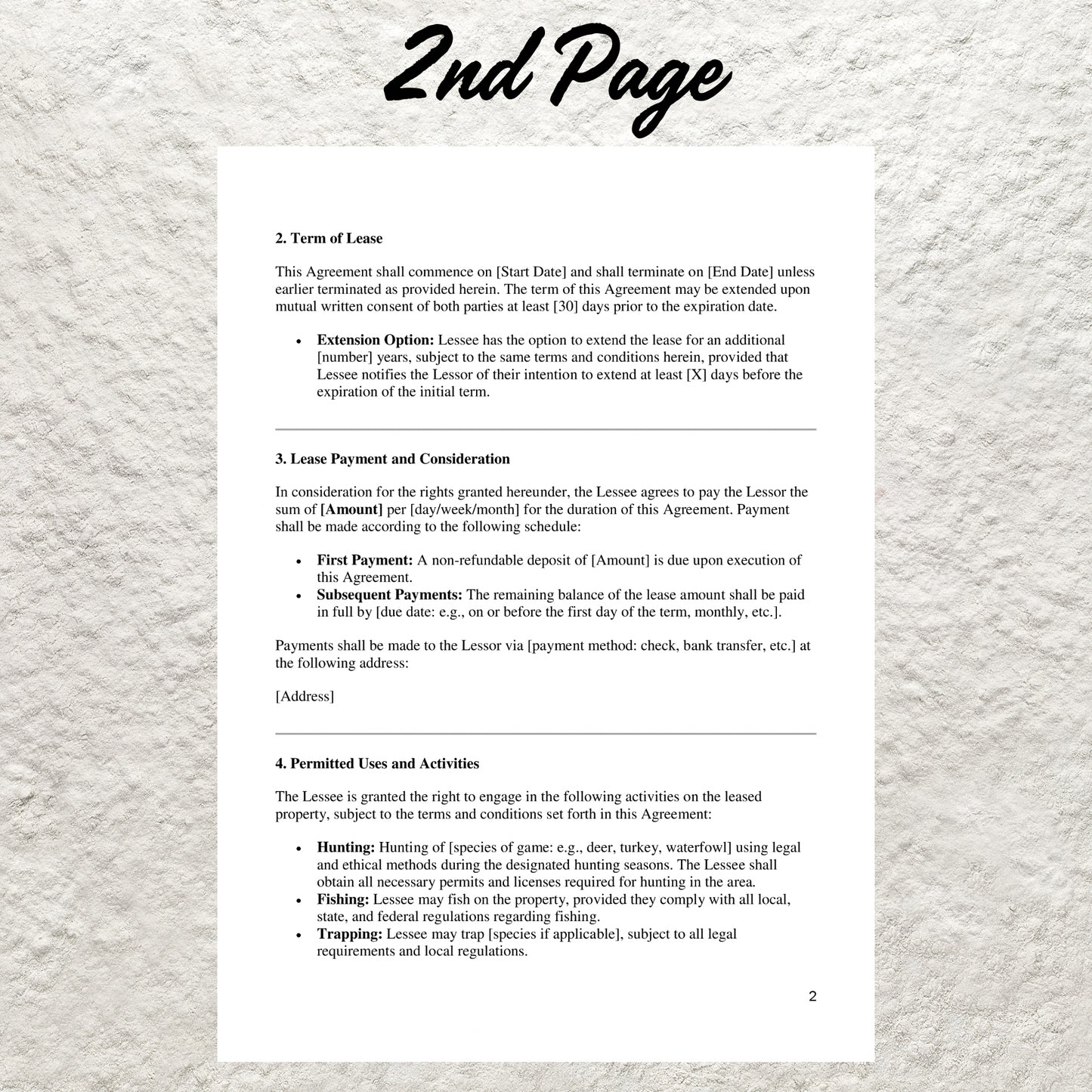 Hunting Lease Agreement Template Editable Hunting Land Lease Agreement Printable Hunting Contract for Hunters and Land Owners Hunting Lease