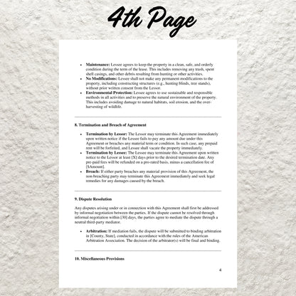 Hunting Lease Agreement Template Editable Hunting Land Lease Agreement Printable Hunting Contract for Hunters and Land Owners Hunting Lease