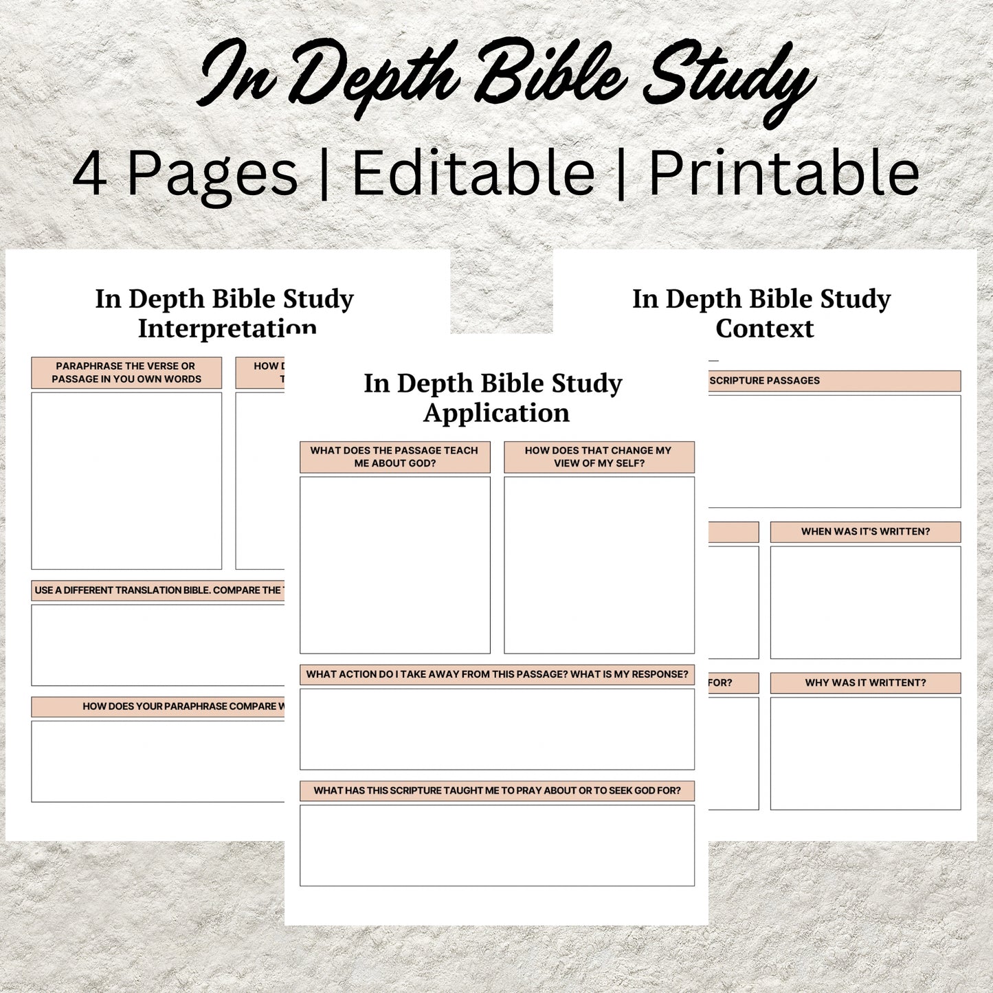 In Depth Bible Study Bundle Printable Bible Study Worksheet Bible Study Journal Devotional Journal Prayer Journal Topical Bible Study Tools