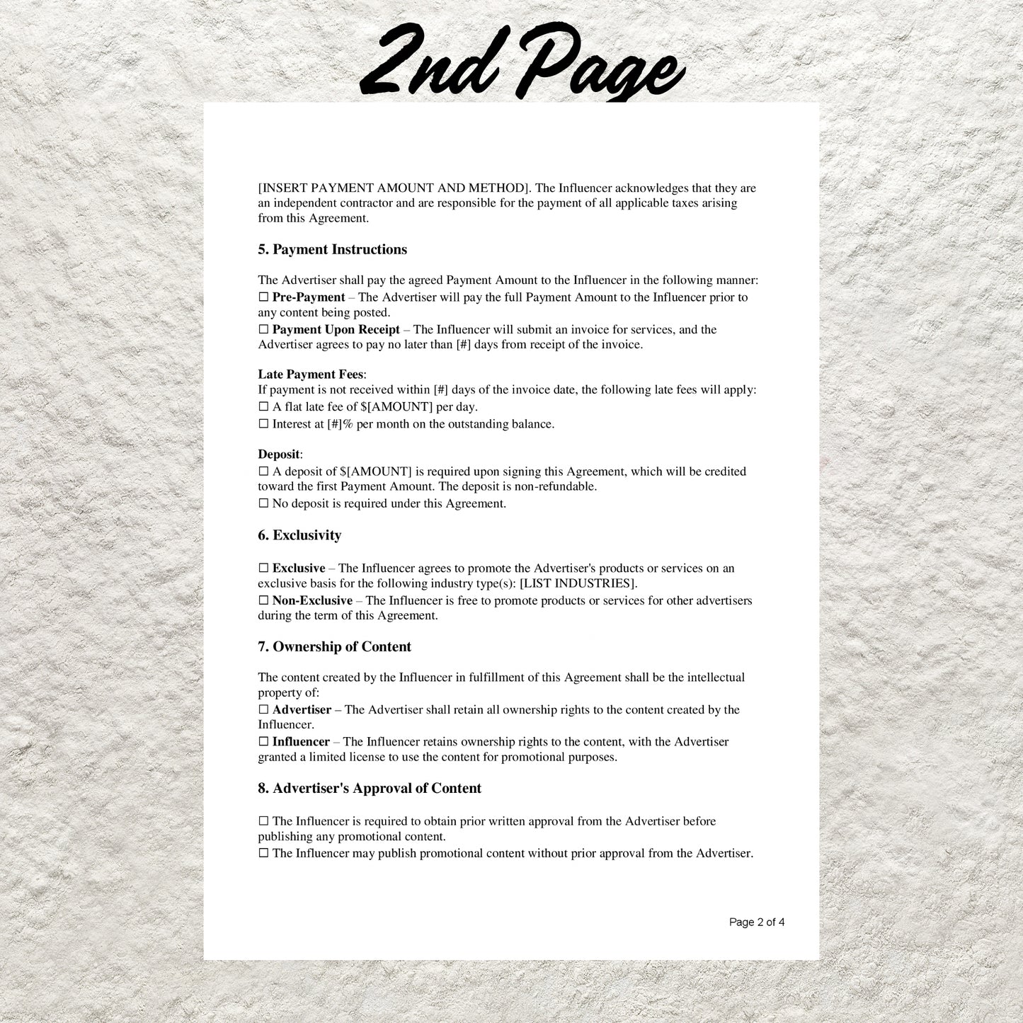 Influencer Agreement Template Editable Influencer Contract Printable Influencer Brand Ambassador Agreement Social Media Influencer Contract