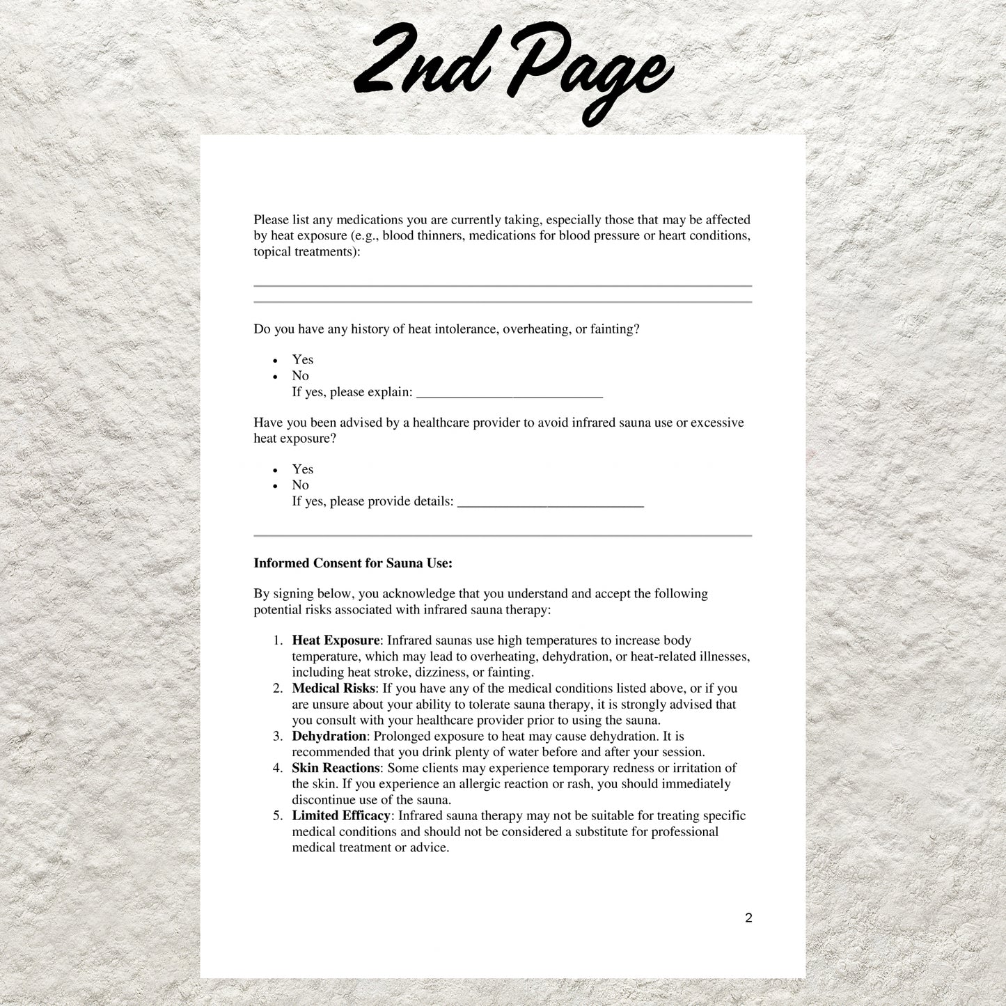 Infrared Sauna Consent Form Template Editable Sauna Detox Consent Form Printable Sauna Client Intake Form Sauna Liability Release Waiver