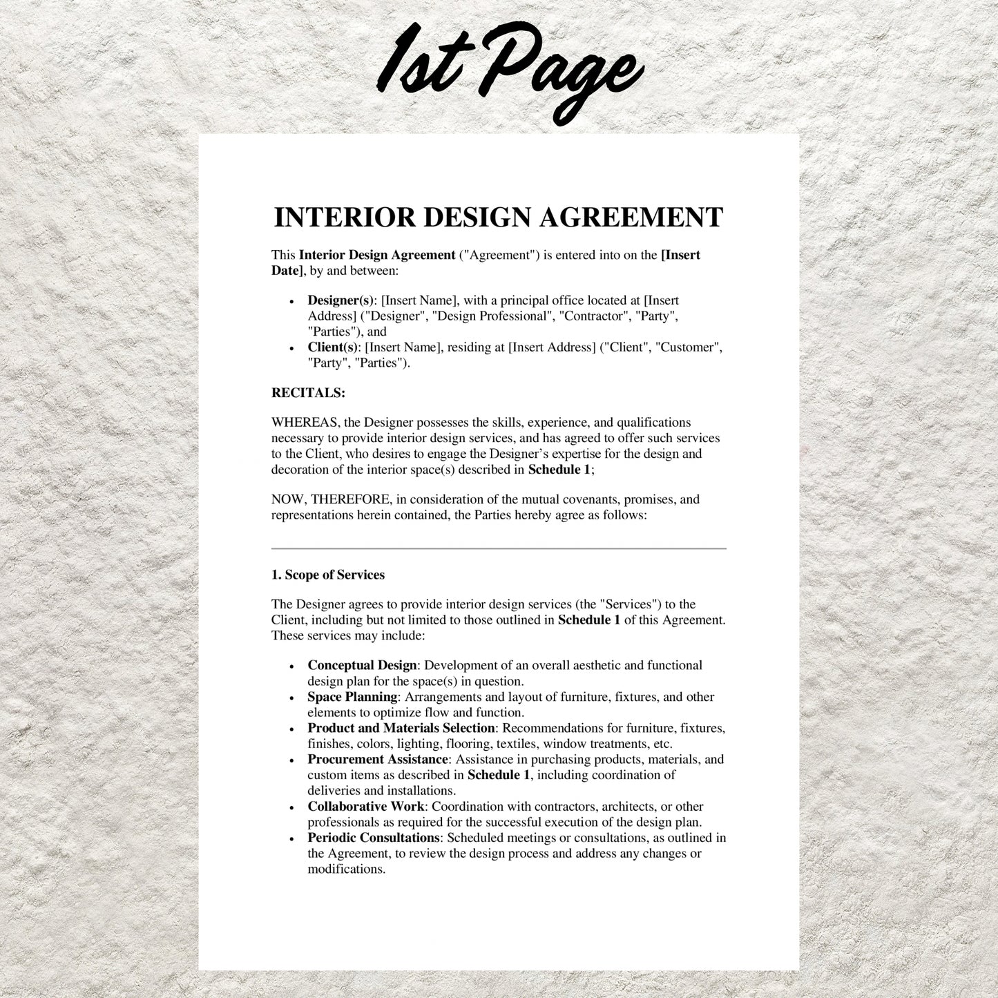 Interior Designer Project Template Editable Interior Design Proposal Agreement Printable Interior Design Client Intake Form for Designers