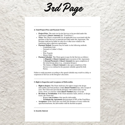 Interior Designer Project Template Editable Interior Design Proposal Agreement Printable Interior Design Client Intake Form for Designers