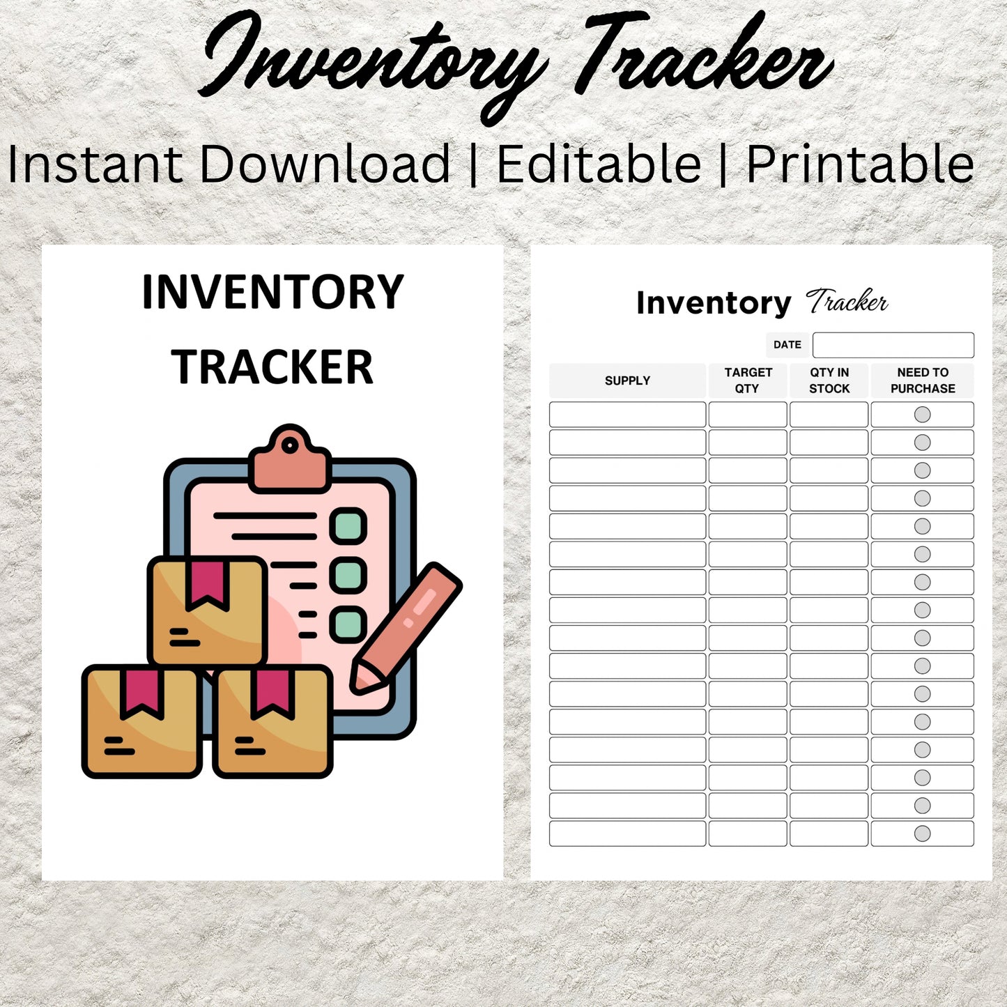 Inventory Tracker Template Printable Reseller Inventory Log Sheet Product Inventory Management Small Business Inventory Organizer Tracker