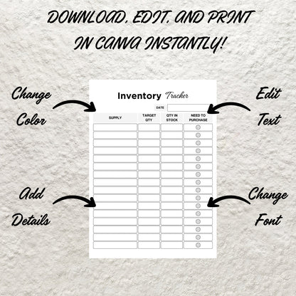 Inventory Tracker Template Printable Reseller Inventory Log Sheet Product Inventory Management Small Business Inventory Organizer Tracker