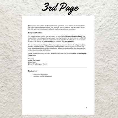 Job Offer Letter Template Editable Employment Offer Letter Printable Offer of Employment Letter Employment Contract Employment Job Offer