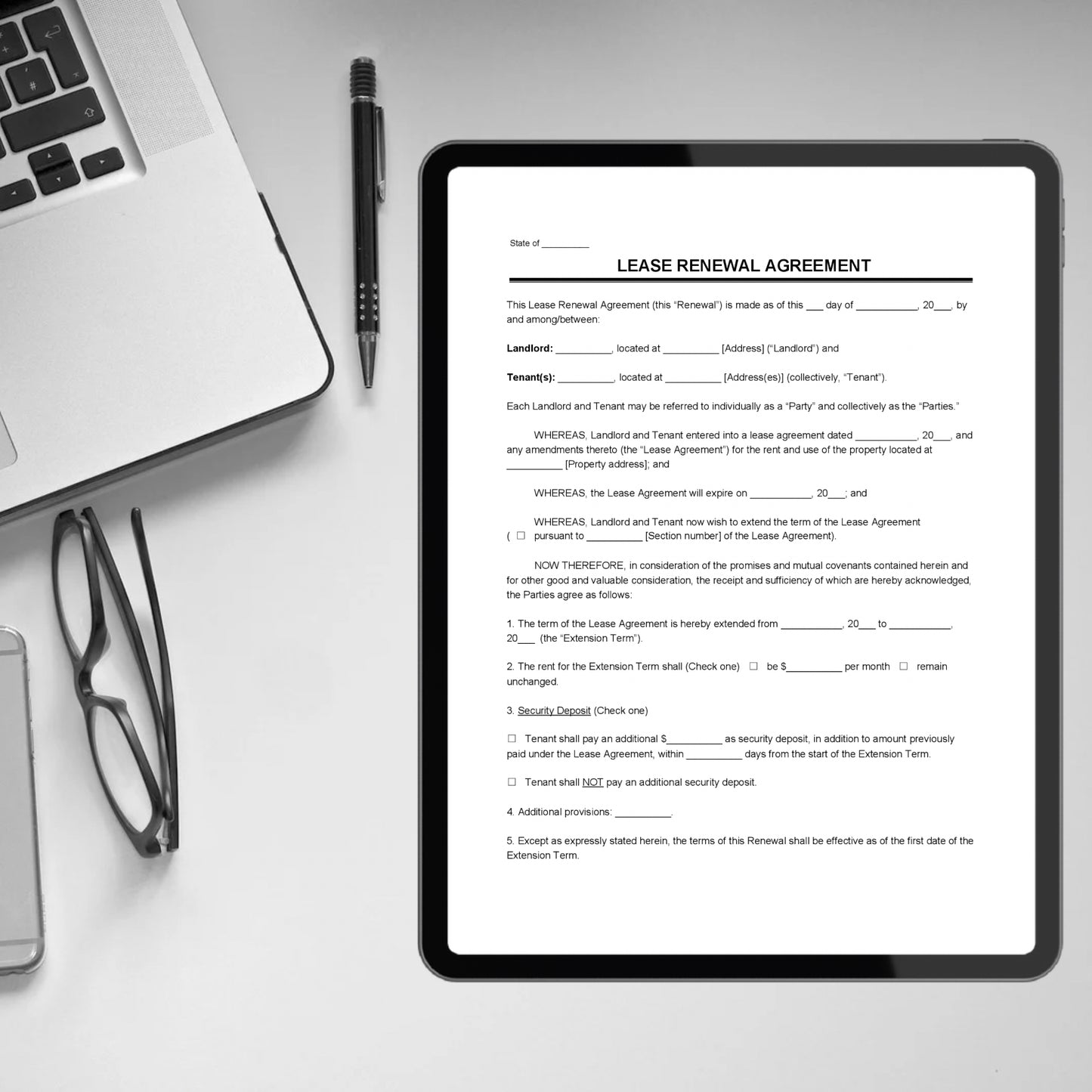 Landlord Lease Renewal Agreement Template Printable Lease Renewal Letter Lease Extension Lease Renewal Form PDF Editable in Microsoft Word