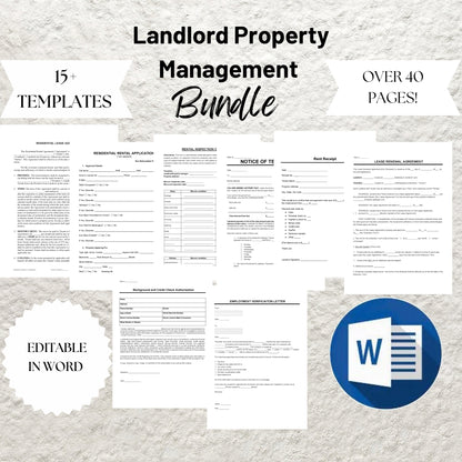 Landlord Property Management Rental Templates Bundle Lease Agreement Residential Landlord Forms Eviction Notice Moving Checklists