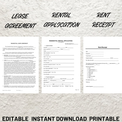 Landlord Property Management Rental Templates Bundle Lease Agreement Residential Landlord Forms Eviction Notice Moving Checklists