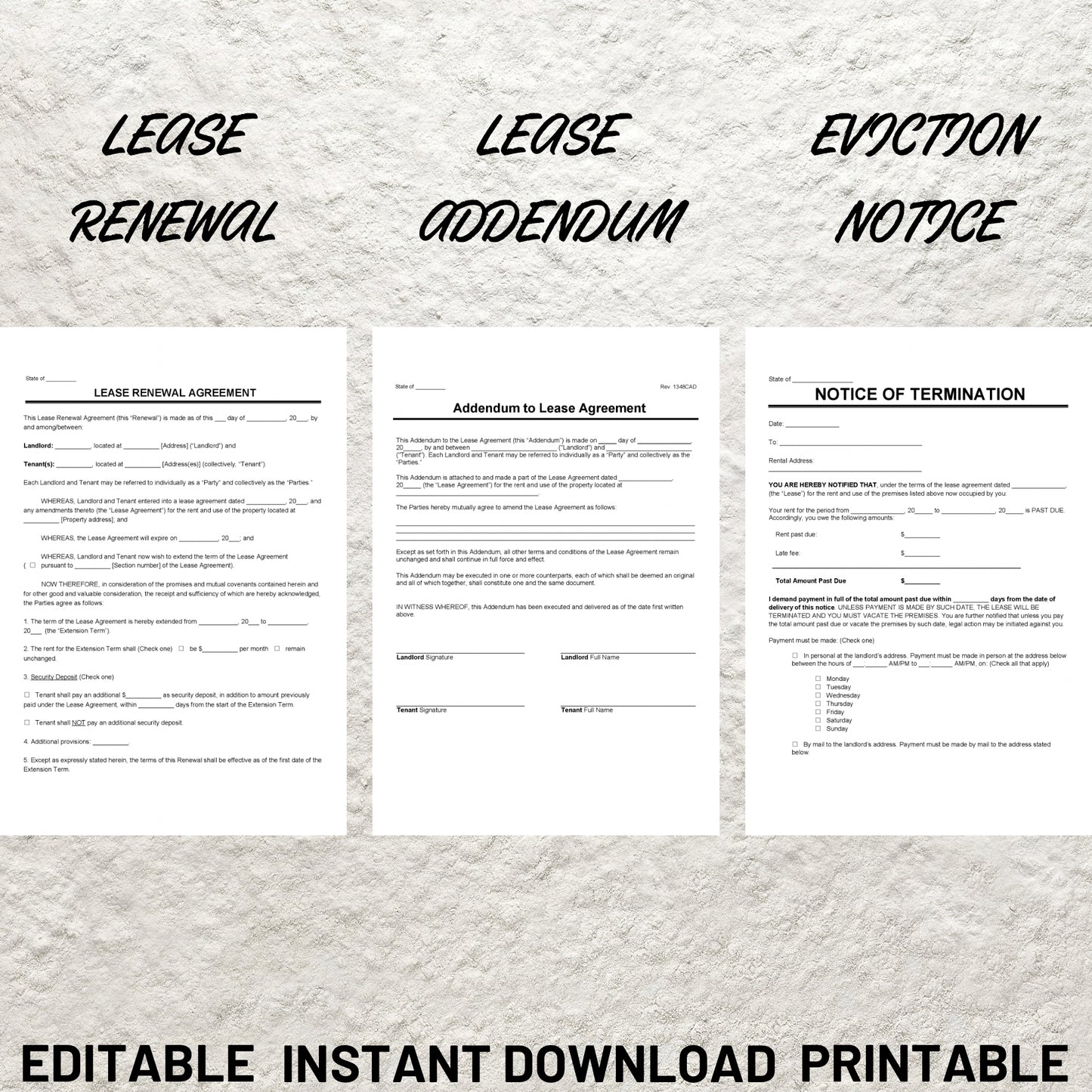 Landlord Property Management Rental Templates Bundle Lease Agreement Residential Landlord Forms Eviction Notice Moving Checklists