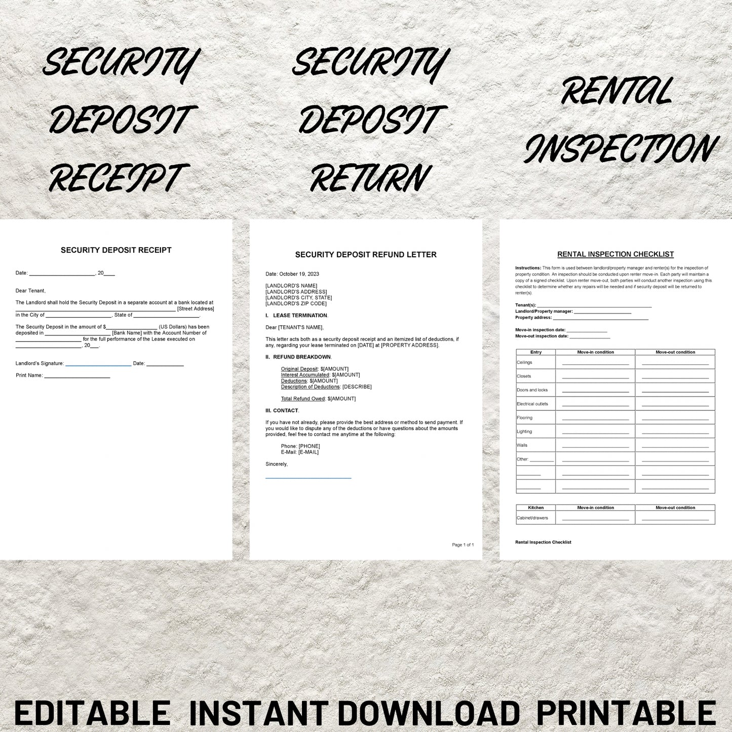 Landlord Property Management Rental Templates Bundle Lease Agreement Residential Landlord Forms Eviction Notice Moving Checklists