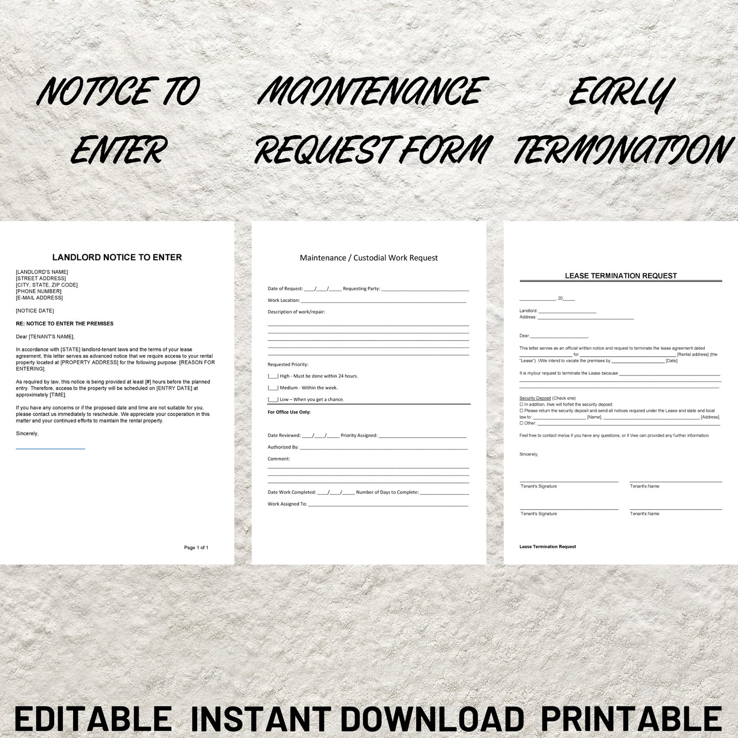 Landlord Property Management Rental Templates Bundle Lease Agreement Residential Landlord Forms Eviction Notice Moving Checklists