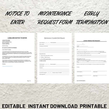 Landlord Property Management Rental Templates Bundle Lease Agreement Residential Landlord Forms Eviction Notice Moving Checklists