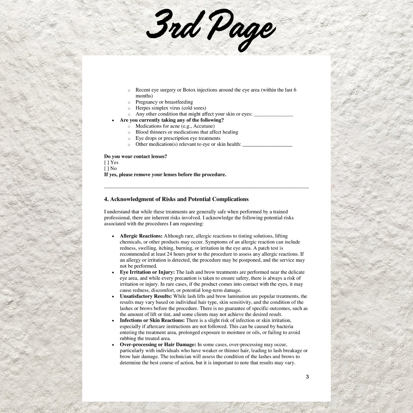 Lash Lift and Brow Lamination Consent Form Template Editable Lash Intake Form Printable Brow Lamination Consent Form Esthetician Salon Form