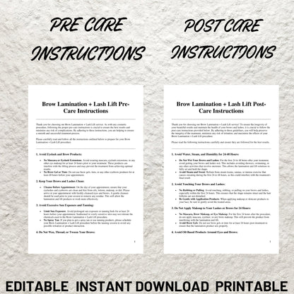 Lash Lift and Brown Lamination Form Templates Bundle Editable Lash Intake Form Printable Lash Consent Consultation Form Esthetician Forms