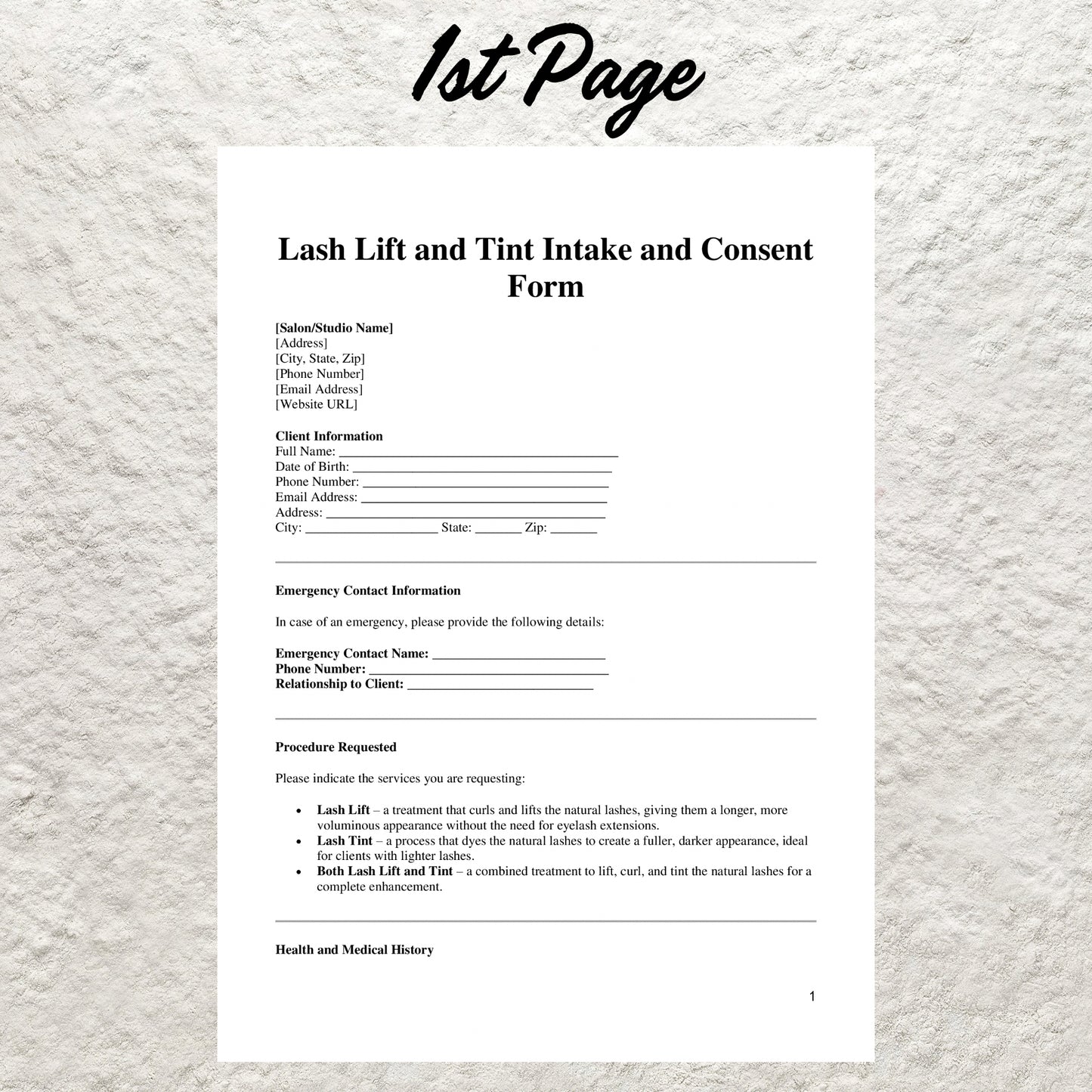 Lash Lift and Tint Consent Form Template Editable Lash Lift and Tint Client Intake Form Printable Lash Lift and Tint Consultation Form