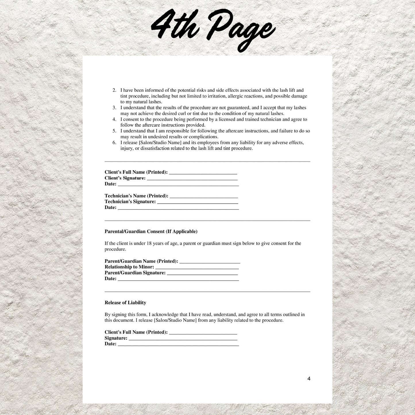 Lash Lift and Tint Consent Form Template Editable Lash Lift and Tint Client Intake Form Printable Lash Lift and Tint Consultation Form