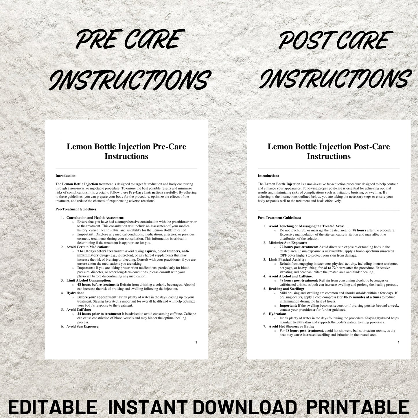 Lemon Fat Dissolving Treatment Forms Bundle Editable Lemon Bottle Consent Form Printable Lemon Bottle Intake Form Client Consultation Form