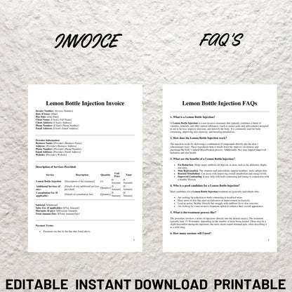 Lemon Fat Dissolving Treatment Forms Bundle Editable Lemon Bottle Consent Form Printable Lemon Bottle Intake Form Client Consultation Form