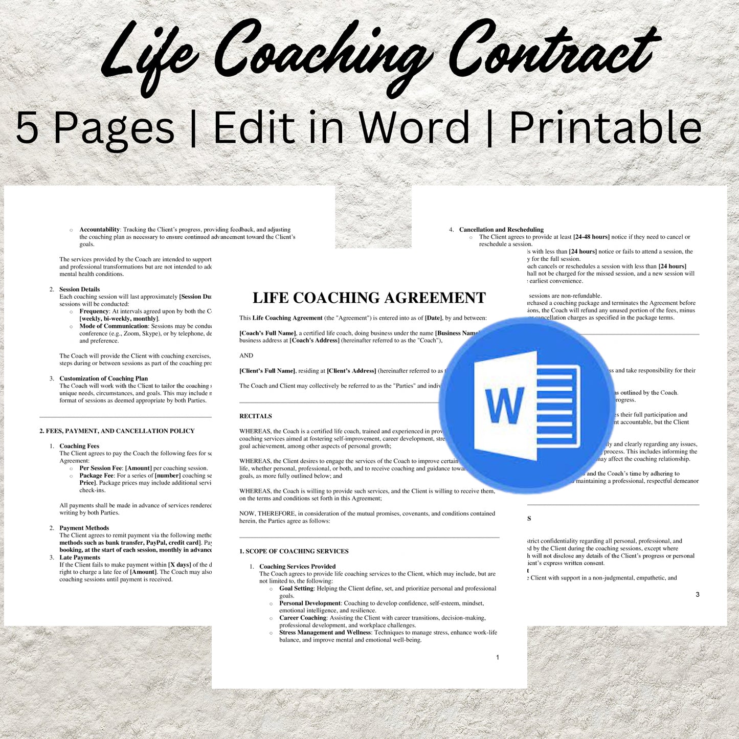 Life Coaching Contract Template Editable Life coach Agreement Printable Life Coaching Client Intake Form Life Coach Client Agreement Form