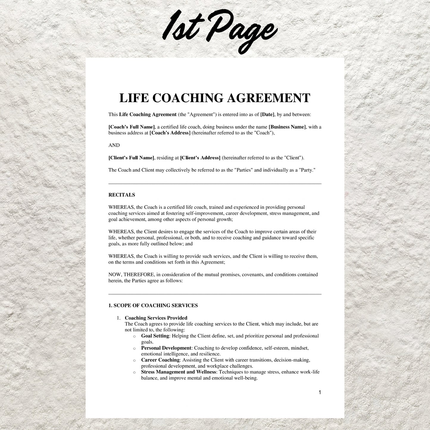 Life Coaching Contract Template Editable Life coach Agreement Printable Life Coaching Client Intake Form Life Coach Client Agreement Form