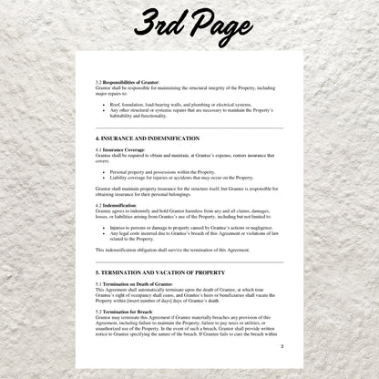 Lifetime Right of Occupancy Agreement Template Editable Lifetime Occupancy Agreement Contract Form Printable Home Living Contract Form