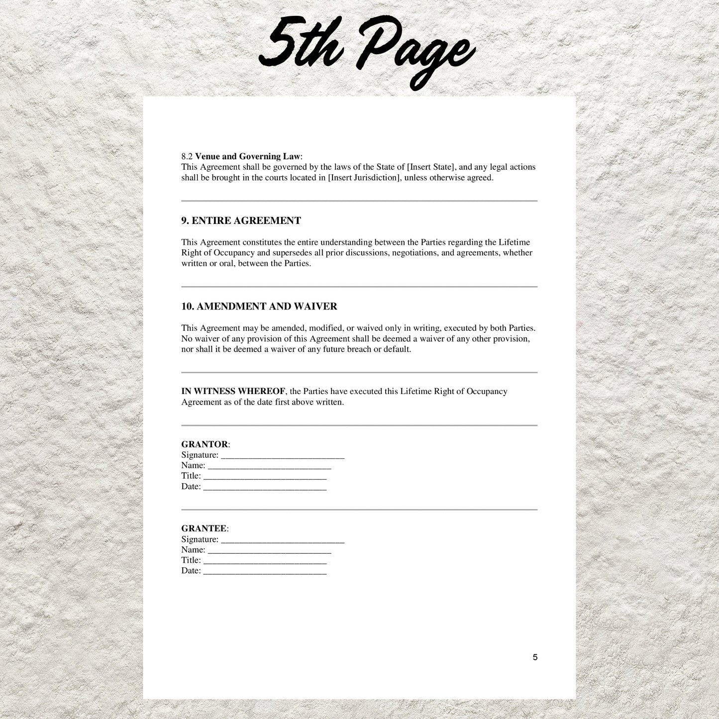 Lifetime Right of Occupancy Agreement Template Editable Lifetime Occupancy Agreement Contract Form Printable Home Living Contract Form