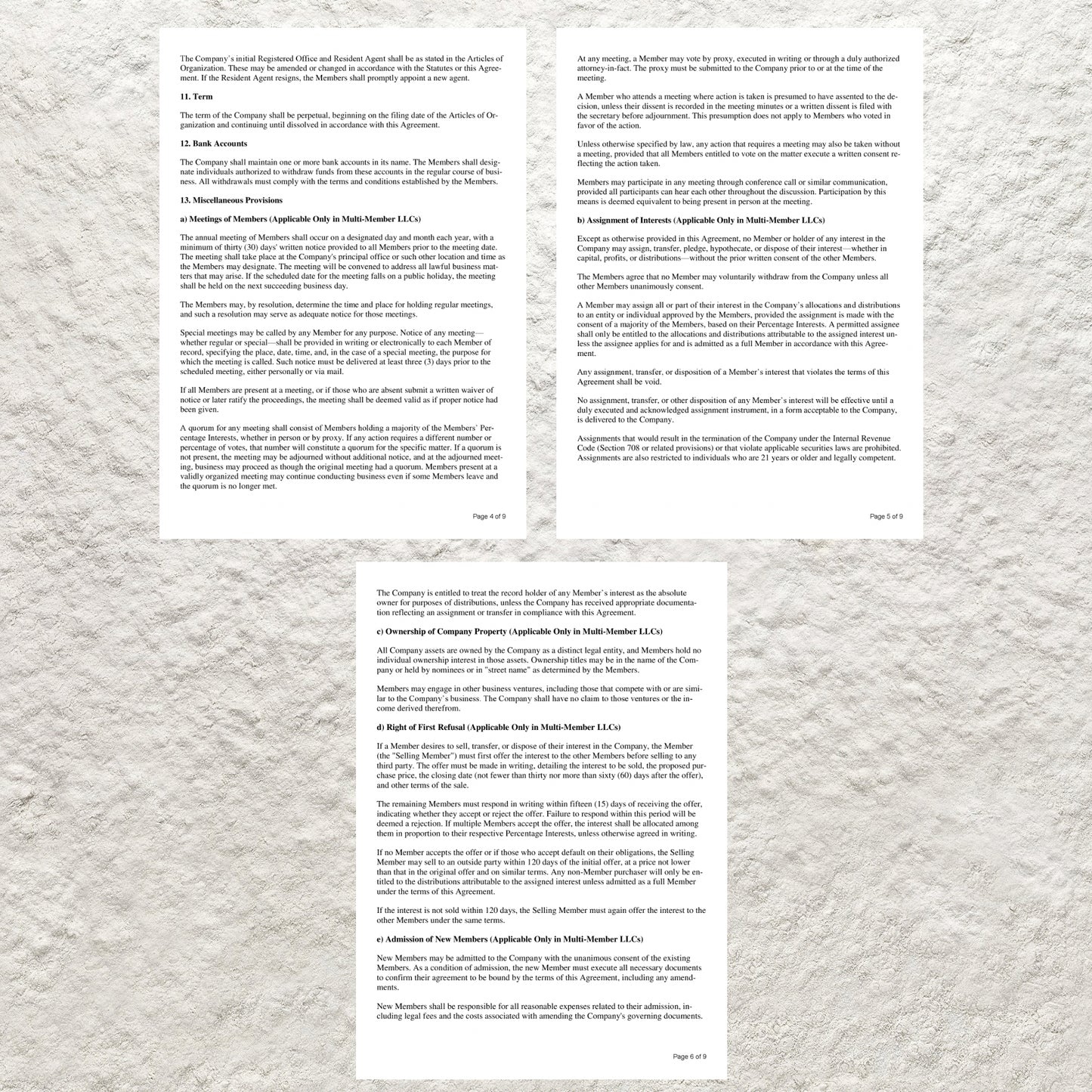 LLC Operating Agreement Form Template Editable Single/ Multi Member LLC Operating Agreement Printable Single Member LLC Operating Agreement