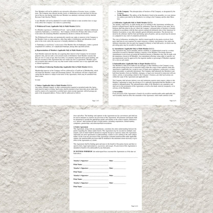 LLC Operating Agreement Form Template Editable Single/ Multi Member LLC Operating Agreement Printable Single Member LLC Operating Agreement