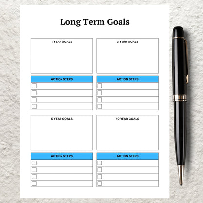 Long Term Goal Planner Template Printable Goal Setting Productivity Planner Annual Life Goal Yearly Editable Vision Planner Goal Tracker