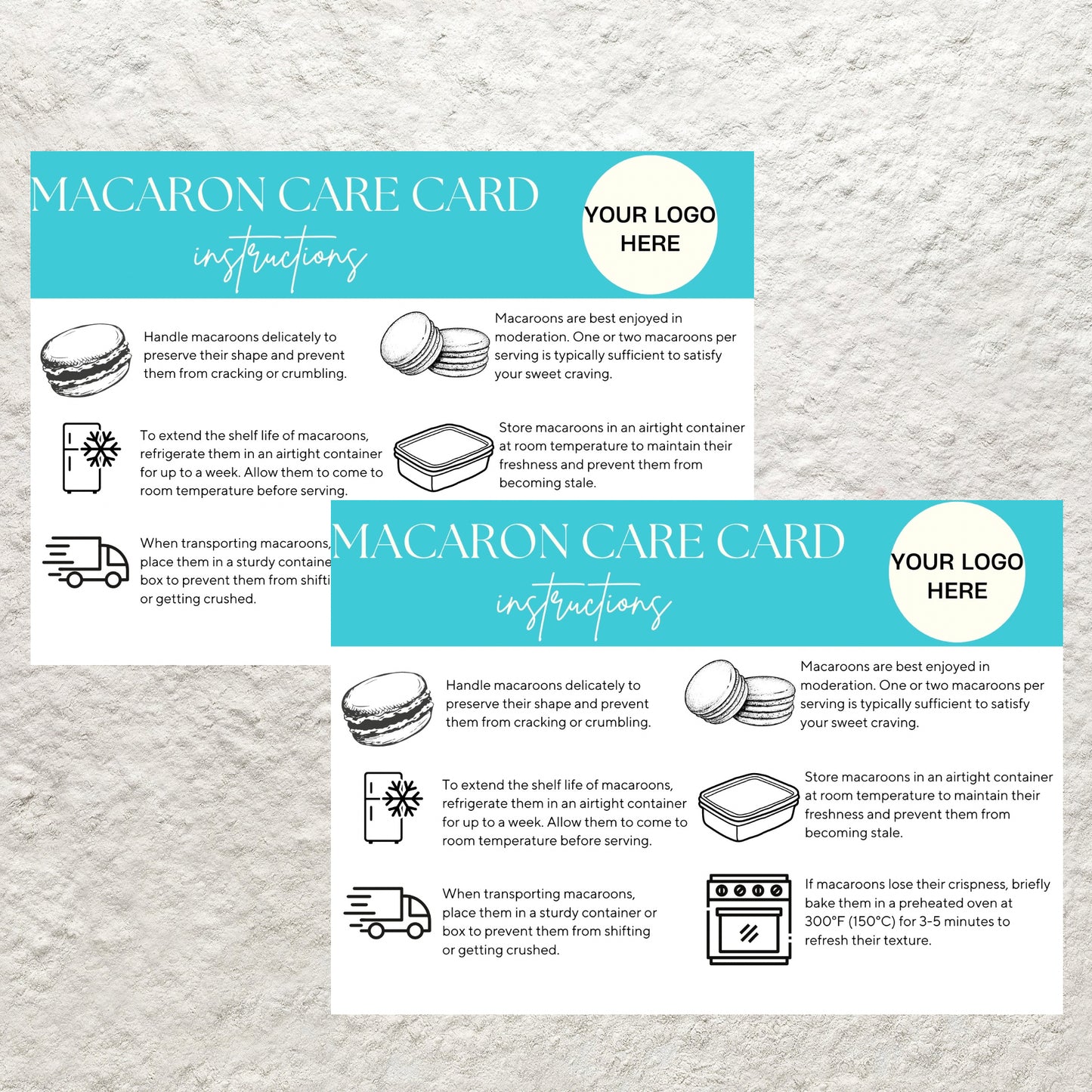 Macaron Care Card Canva Template Editable Bakery Macaron Care Card Guide Instructions Printable Wedding Macarons Card Instant Download