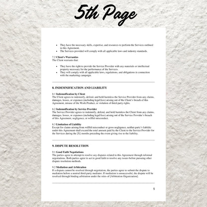 Marketing Contract Temple Editable Marketing Service Agreement Form Printable Social Media Marketing Contract Marketing Business Form