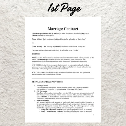 Marriage Contract Template Editable Marriage Agreement Printable Relationship Contract for Couples Wedding Contract Agreement Couple Form