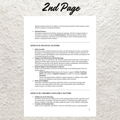 Marriage Contract Template Editable Marriage Agreement Printable Relationship Contract for Couples Wedding Contract Agreement Couple Form