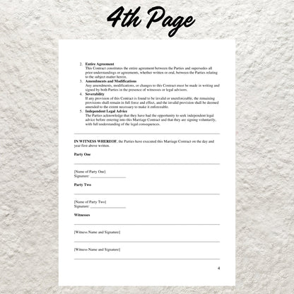 Marriage Contract Template Editable Marriage Agreement Printable Relationship Contract for Couples Wedding Contract Agreement Couple Form